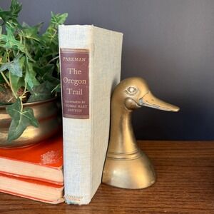 Vintage Brass Duck Head Bookend MCM Single Mallard Decorative Crafts, Inc Heavy